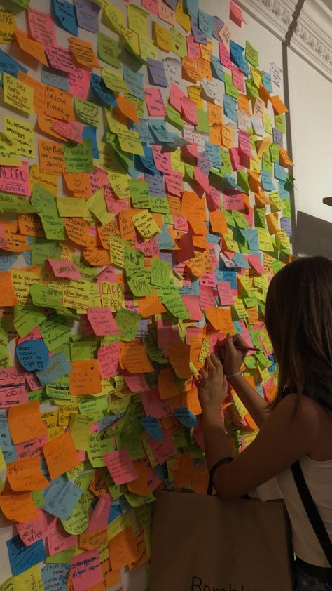 Sticky Note Wall, Sticky Note Decor, Youth Group Rooms, Every Last Word, Book Vibes, Wall Office, Production Studio, Youth Group, Sticky Note