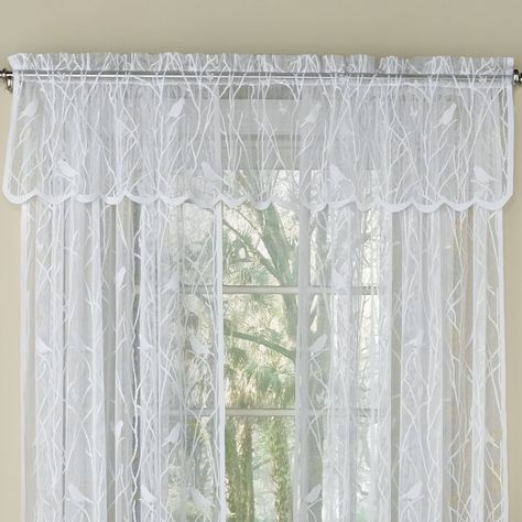 Lace Window Treatments, Kitchen Window Curtains, Lace Window, Kitchen Valances, Valance Window Treatments, Knit Lace, Bird Motif, Collections Etc, Lace Curtains