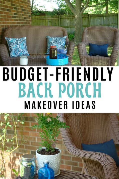 Looking to upgrade your back porch without spending a fortune? These creative and affordable ideas will help you create a stylish and inviting outdoor living area on a budget. Uncovered Back Porch Ideas, Back Porch Makeover, Back Porch Ideas Small, Small Deck Decorating Ideas, Porch Makeover, House Makeover, Retro Housewife, Small Deck, Small Porches