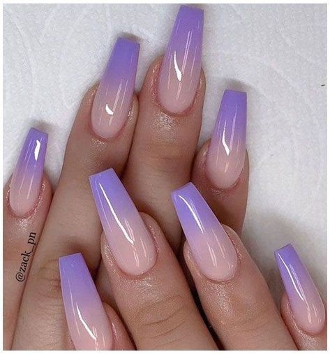 Purple Ombre Nails, Fake Nails Long, Lilac Nails, Pink Ombre Nails, Ombre Nails Glitter, Lavender Nails, Ombre Acrylic Nails, Matte Nails Design, Purple Nail