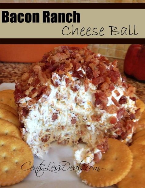 Bacon Ranch Cheeseball, Bacon Ranch Cheese Ball Recipe, Bacon Ranch Cheese Ball, Ranch Cheese Ball, Fingerfood Party, Ranch Dip, Cheese Ball Recipes, Cheese Balls, Pita Chips