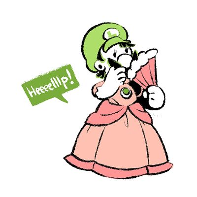 Luigi dressed like Princess Peach. Luigi In A Dress Fanart, Luigi In Peach Dress, Luigi Dressed As Peach, Gooigi Fanart, Luigi In A Dress, Luigi And Peach, Luigi And Bowser, Princess Luigi, Luigi X Bowser