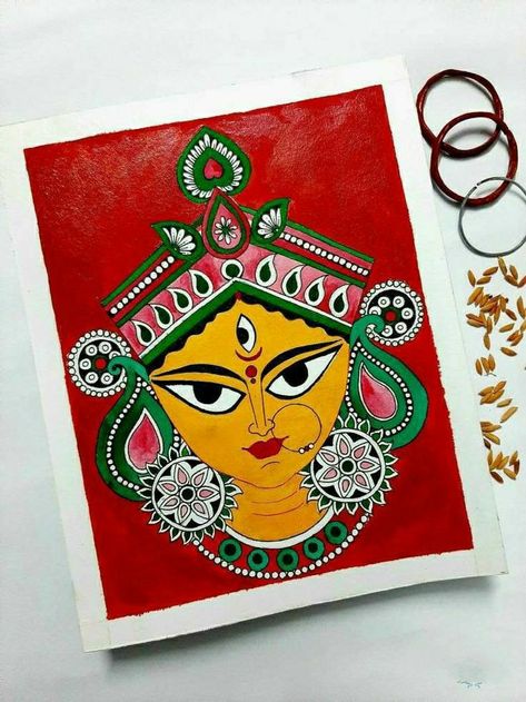 Kulo Designs, Mahishasur Mardini, Durga Ma, Ma Durga, Durga Painting, Mandala Art Therapy, Indian Folk Art, Madhubani Painting, Art Painting Gallery