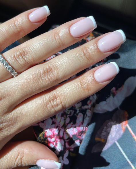 French Nails Short Classy Square, Short Clean French Nails, French With Square Nails, Short Gel French Manicure Classy, Square Nail Shape Short, Clean French Tip Nails Square, French Nail Square Short, Short Squoval Nails French Tip, Clean Short Acrylic Nails