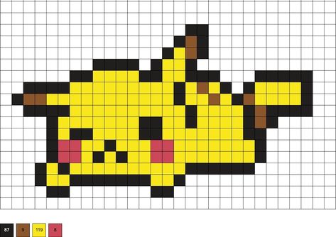 Pixel Perler Beads, Pixel Pokemon Art, Easy Perler Bead Ideas Simple, Pokemon Pixel Pattern, Pikachu Perler Bead Pattern, Pixel Art Pokemon Pikachu, Pikachu Perler Beads, Cute Pixel Art Easy, Perler Bead Patterns Pokemon