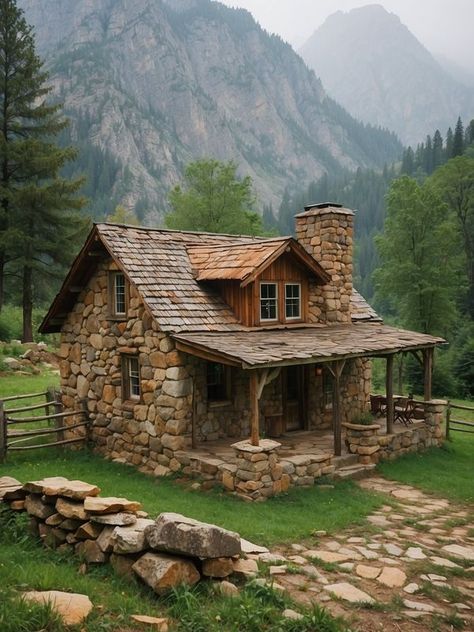 Hipstoric Home, Small Stone Cottage, Old English Cottage, Stone Cabin, Case In Pietra, Old Stove, Log Cabin Rustic, Small Cottage Homes, Stone Cottages