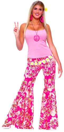 60s Hippie Flower Power Bell Bottoms Adult Halloween Costume Size Standard Forum,http://www.amazon.com/dp/B00185HPAE/ref=cm_sw_r_pi_dp_gLprsb04Y6YW3RQA 70 Costume Ideas, Hippie Outfits 70s, 70s Fancy Dress, 60s Costume, 70s Mode, Bell Bottom Trousers, 70s Costume, Moda Hippie, Hippie Party