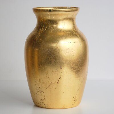 Gold Flower Vase, Glass Flower Vases, Gold Vases, Red Pomegranate, Cylinder Vase, Gold Ceramic, Greek Style, Gold Leaves, Flower Display