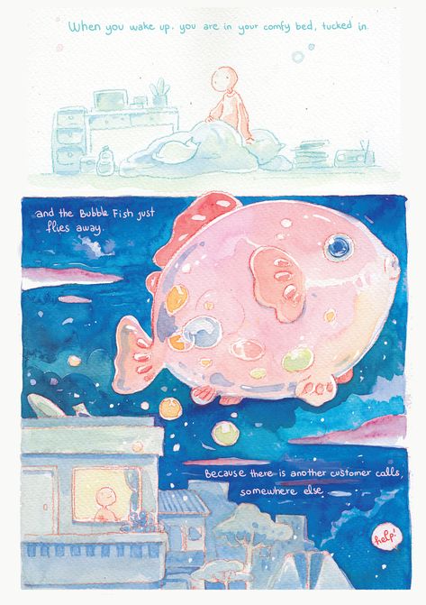 Bubble Fish private room. on Behance Drawing Bubbles, Bubble Character, Bubble Poster, Watercolor Bubbles, Bubble Illustration, Hochiminh City, Children Book Illustration, Bubble Fish, Fish Poster