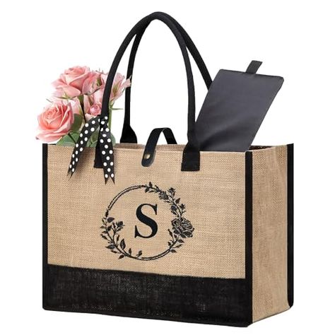 Limited-time deal: BeeGreen Canvas/Jute Tote Bag Embroidery Gift for Women Mom Friend Teacher Sister Coworker Birthday Beach Wedding Jute Beach Bag, Coworker Birthday, Jute Tote Bag, Pocket Embroidery, Bag Embroidery, Jute Tote Bags, Burlap Bags, Mom Friend, Jute Totes