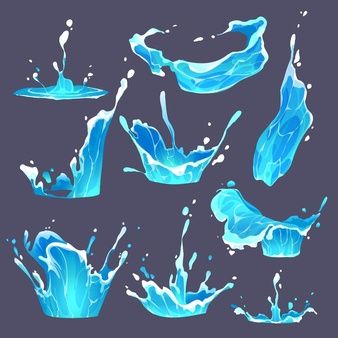 Coloring Water Digital, Splashing Water Drawing Tutorial, Water Art Digital, Flowing Water Reference, How To Draw Water Powers, Drawing Water Digital Art, Digital Water Tutorial, How To Digitally Paint Water, Water Reference Art