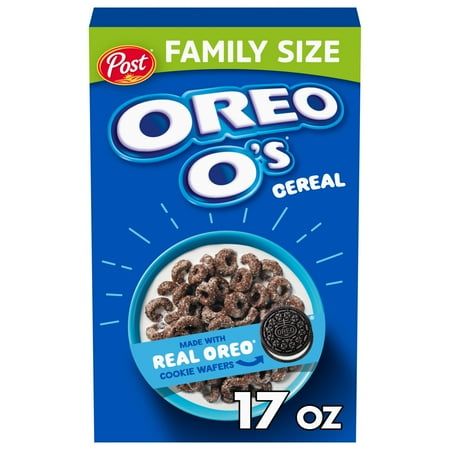 Kick off your morning with the outrageously delicious taste of ready-to-eat Post OREO Os Breakfast Cereal. These mini O shaped cereal bites transform the unbeatable OREO flavor into delightfully round pieces that are a joy to crunch on. Each round piece is topped with a rich creme coating that gives you that rich OREO taste you love. Plus, this OREO cereal turns your cereal milk into a bowlful of delicious milk afterwards that tastes so good you'll finish it off with a smile. It's the stuff brea Cereal Bites, Oreo Cereal, Marshmallow Bars, Confetti Bars, Kids Cereal, Post Cereal, Chocolate Cereal, Oreo Flavors, Cold Cereal