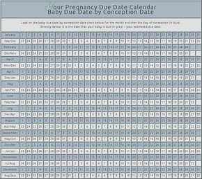 Pregnancy Due Date Calendar (by conception date) Conception Calendar Due Date, When To Get Pregnant Calendar Due Date, Pregnancy Months Due Date, Conception Date Due Date, Due Date Chart, Pregnancy Calendar Due Date, Conception Calendar, Pregnancy Date, When To Get Pregnant