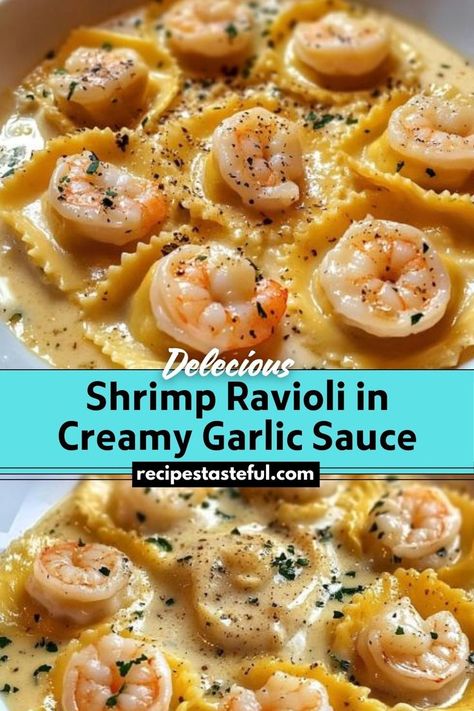 This luxurious dish features tender shrimp-stuffed ravioli in a rich, velvety garlic sauce, making it perfect for special dinners. Shrimp Ravioli Recipe, Shrimp Ravioli, Creamy Garlic Sauce, Ravioli Recipe, Special Dinner, Creamy Garlic, Cheese Serving, Garlic Sauce, Wholesome Food