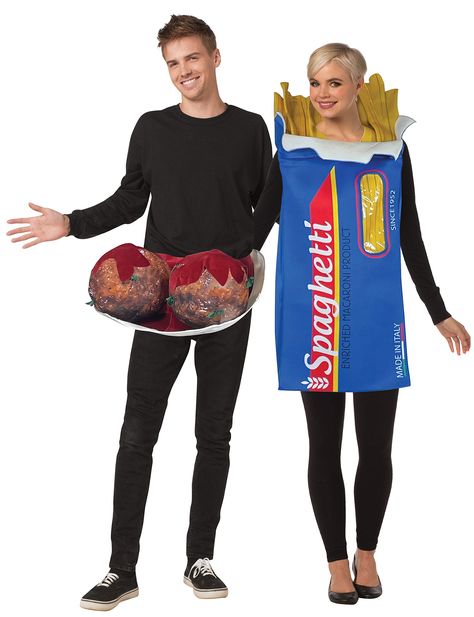 Meatball Costume, Couples Fancy Dress, Funny Couple Costumes, Spaghetti Meatballs, Duo Costumes, Couples Halloween Outfits, Duo Halloween Costumes, Cute Couple Halloween Costumes, Tunic Designs