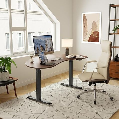 Amazon.com: EUREKA ERGONOMIC Electric Standing Desk 70 Inch Home Office Desk Curved Desktop Table, Height Adjustable Sit Stand Up Desk,Cashew-Shaped Computer Workstations,Walnut : Office Products Desk Curved, Walnut Office, Desktop Table, Electric Standing Desk, Computer Workstation, Stand Up Desk, Office Computer Desk, Adjustable Desk, Home Office Desk