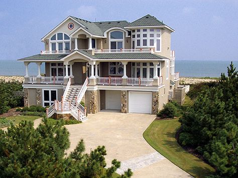 This is a beach house in the Outer Banks, in North Carolina. I've visited here before, and this house may or may not be the one we stayed in. It looks very similar. House On The Beach, Corolla Nc, Pine Island, Dream Beach Houses, Casa Exterior, Dream Beach, By The Beach, Heated Pool, House Goals