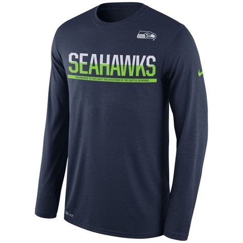 Nike Men's Seattle Seahawks Team Practice Long Sleeve T-Shirt ($38) ❤ liked on Polyvore featuring men's fashion, men's clothing, men's shirts, men's t-shirts, navy, mens navy blue shirt, mens long sleeve t shirts, old navy mens shirts, mens navy blue t shirt and nike mens shirts Nike Mens Shirts, Seahawks Outfits, Atlanta Falcons Logo, Navy Blue T Shirt, Navy Blue Shirts, Dri Fit Shirt, Men's Long Sleeve T-shirt, Nike Mens, Atlanta Falcons