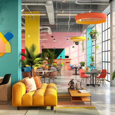 Business Website Pictures: Office Pictures Impact Colorful Corporate Office, Vibrant Office Design, Office Collaboration Area, Modern Corporate Office, Unique Office Design, Colorful Office Design, Teen Hangout, Office Rental, Website Pictures