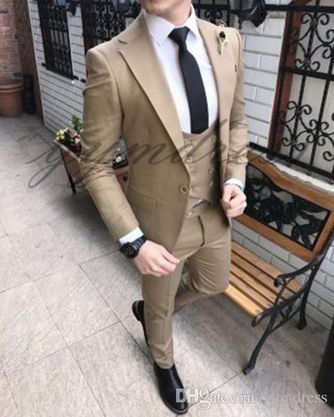 Suits Outfits, Suits Korean, Double Breasted Waistcoat, Tan Suit, Mens Suit Vest, Wedding Suits Groom, Designer Suits For Men, Stylish Mens Fashion, Mens Fashion Smart