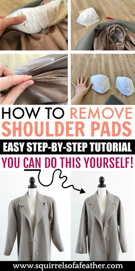 GREAT DIY guide on how to remove shoulder pads. This is a really easy sewing craft for adults who love thrifting and thrift flipping their wardrobe. Even if you aren't a textile craft master you can do this! Super cute. #craftsforadults #sewing #thriftedstyle Blazer With Shoulder Pads Outfit, Remove Shoulder Pads From Blazer, How To Remove Shoulder Pads From Blazer, Blazer Thrift Flip, Diy Shoulder Pads, Thrift Flipping, Shoulder Pads Fashion, Thrift Flip Ideas, Thrift Flip Clothes