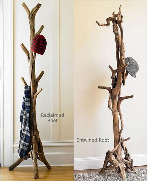 DYI entryway ideas | do it yourself wooden coat racks for modern interior decorating Tree Installation, Takken Decor, Mebel Antik, Vstupná Hala, Tree Coat Rack, Diy Coat, Coat Tree, Diy Tree, Diy Casa