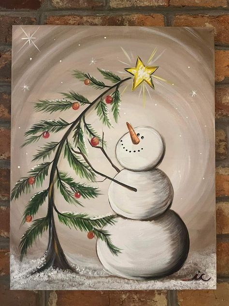 Christmas Paintings Acrylic Easy, Christmas Themed Canvas Paintings, Simple Christmas Pictures To Draw, Christmas Easy Painting Ideas, Painting Ideas For Mom Christmas, Easy Acrylic Painting Ideas Christmas, Xmas Paintings On Canvas Easy, Winter Paint And Sip Ideas, Easy Diy Christmas Paintings