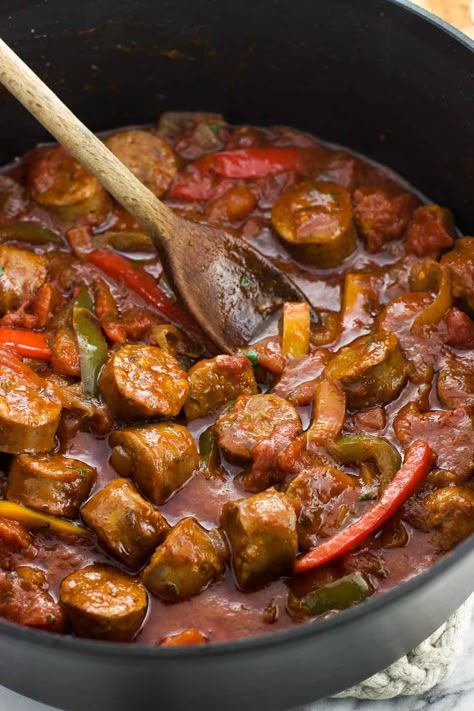 Sausage And Peppers Crockpot, Italian Sausage And Peppers, Turkey Italian Sausage, Blog Homepage, Sweet Pork, Italian Sausage Recipes, Sausage Dishes, Crock Pot Recipes, Sweet Italian Sausage