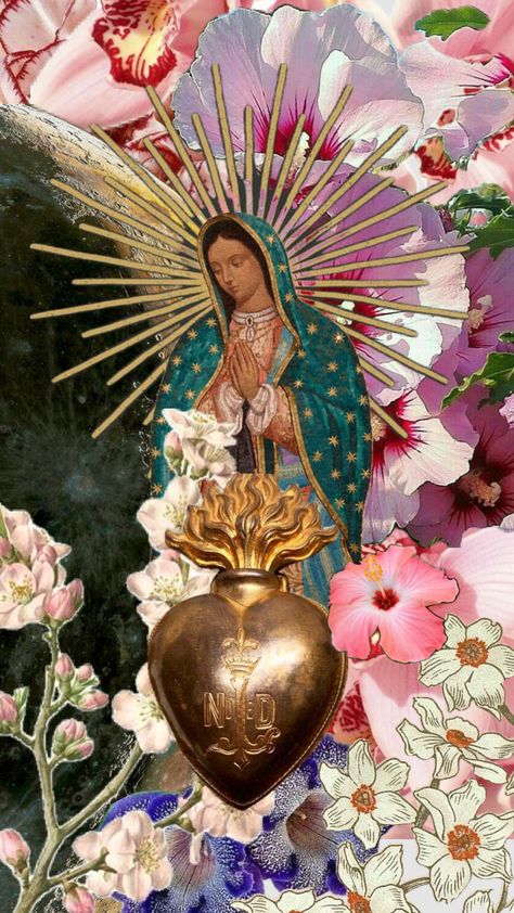 Pink Virgencita Wallpaper, Guadalupe Wallpaper Aesthetic, Sacred Heart Wallpaper, Latina Aesthetic Wallpaper, Latina Wallpaper, Mexican Catholic Art, Sacred Heart Of Mary, Roman Catholic Art, Sacred Heart Art