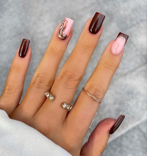 Thanksgiving Nail Designs, November Nails, Blush Nails, Fall Acrylic Nails, Burgundy Nails, Thanksgiving Nails, Nagel Inspo, Cat Kuku, Brown Nails