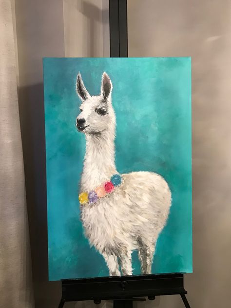 Lama Painting Acrylic, Llama Painting Acrylics, Lama Drawing, Lama Painting, Alpaca Painting, Llama Watercolor, Alpaca Drawing, Llama Images, Llama Drawing