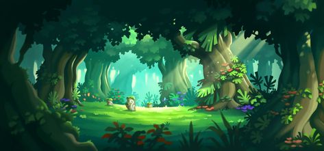 ArtStation - Magic Forest, Raul Rosell Schools Of Magic, 2d Game Background, Forest Cartoon, Game Background Art, Forest Games, Environment Props, 2d Game Art, Forest Background, Forest Illustration