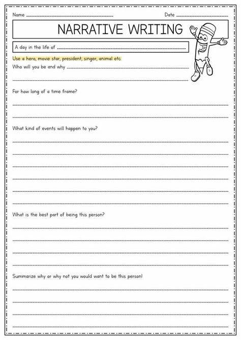 Develop strong writing skills with these engaging 4th grade narrative writing worksheets. Boost creativity and storytelling abilities today! #writing #education #WritingSkills #CreativeWriting #Storytelling #worksheets4thgrade Grade 4 Writing Activities, Narrative Writing 4th Grade, Worksheets For 4th Grade, Expository Essay Topics, Narrative Writing Prompts, Expository Essay, Homeschool Writing, Essay Tips, First Grade Worksheets