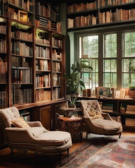 Ceiling To Floor Bookshelves, Floor To Ceiling Bookshelves Bedroom, Library Room Ideas Vintage, Antique Bookshelves, Home Library Office, Library Loft, Belle Library, Japanese Pendant, Library Den