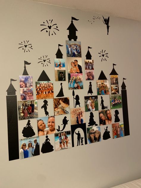 Disney Picture Wall Ideas, Disney Castle Bulletin Board, Disney Party Ideas Decorations Diy, Disney 50th Party, Disney Themed Bedrooms For Adults, Disney Prom Decorations, Disney Event Ideas, Disney Picture Wall, Disney Party Backdrop