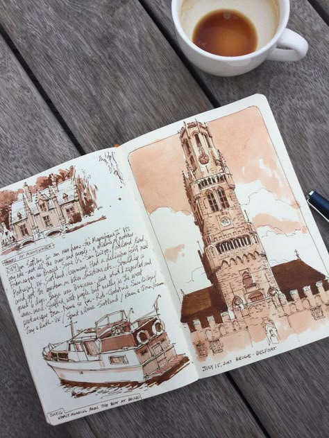 Voyage Sketchbook, Architecture Journal, Watercolour Sketchbook, Germany Trip, Travel Art Journal, Travel Sketchbook, Sketch Journal, Architecture Sketchbook, Bruges Belgium