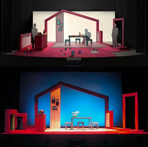 Set Design Ideas Theatre, Theatre Decorations Stage, Horror Stage Design, Stage Play Set Design, Simple Set Design Theatre, Claymation Set Design, Scene Design Theater, Simple Theatre Set Design, Theater Decor Stage Set Design