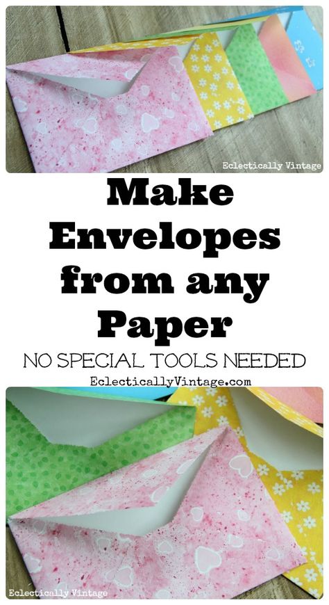 Homemade Envelopes From Scrapbook Paper, Making Envelopes With Cricut, Diy Paper Envelopes Simple, Paper Envelopes Diy Easy, Construction Paper Envelope Diy, Handmade Wedding Cards Ideas Diy Simple, Diy Paper Cards, Folding Envelopes Diy, Envelope Making Ideas