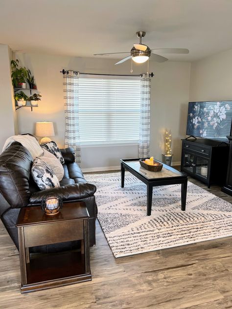 Budget-Friendly Living Room Makeover for Young Couple - The House on Silverado Mini Bar At Home, Budget Friendly Living Room, Plush Area Rugs, Living Room On A Budget, Young Couple, Corner Shelves, Living Room Makeover, Hard Surface, Sofa Pillows