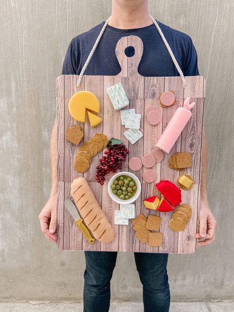 Charcuterie Board Costume, Charcuterie Costume, Bread Winner Costume, Kraft Dinner Costume, Butter Costume, Diy Charcuterie Board, Cheese Costume, Food Halloween Costumes, Kraft Dinner