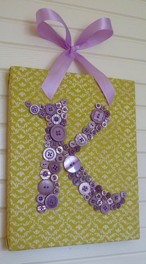 button initials. Initial Decoration, Nursery Lavender, Button Letters, Nursery Idea, The Letter K, Monogram Wall Art, Monogram Wall, Letter K, Button Art