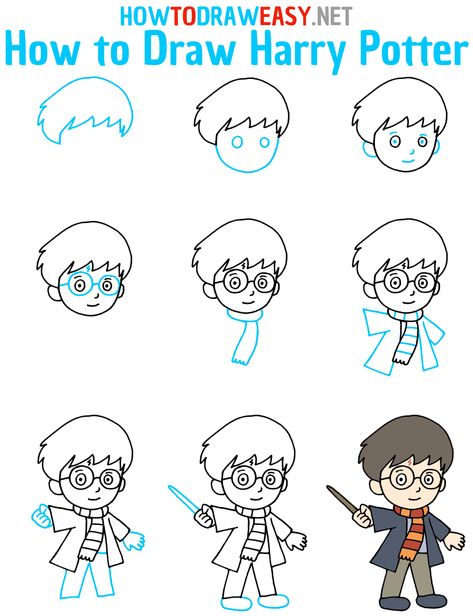 How to Draw Harry Potter Step by Step #HarryPotter #HarryPotterDrawing #HarryPotterDrawingTutorial #EasyDrawings #HowtoSketchHarryPotter #HowtoDrawHarryPotter #Hogwarts #Magic #MagicalWorld #ChibiHarryPotter #CuteHarryPotter #CartoonHarryPotter #DrawingHarryPotter #HarryPotterDrawings Things To Draw Harry Potter, Harry Potter Doodles Drawings, How To Draw Harry Potter, Harry Potter Draw, Draw Harry Potter, Prompts Drawing, Drawing Harry Potter, Draw For Kids, Harry Potter Journal