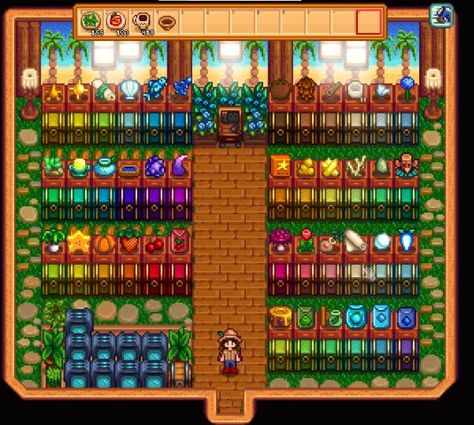 Stardew Fair Display, Storage Shed Sdv, Star Dew Valley Farm Layouts Standard, Stardew Valley Farm Layout Four Corners No Mods, Stardew Library Design, Stardew Valley Shed Layout Chest, Shed Stardew Valley Ideas, Stardew Valley Big Shed Layout, Stardew Valley Monster Farm Layout