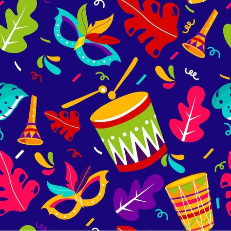 Vetor grátis design plano de padrão de c... | Free Vector #Freepik #freevector #festa-carnaval #carnaval-brasil #carnaval-brasileiro #fundo-carnaval Design