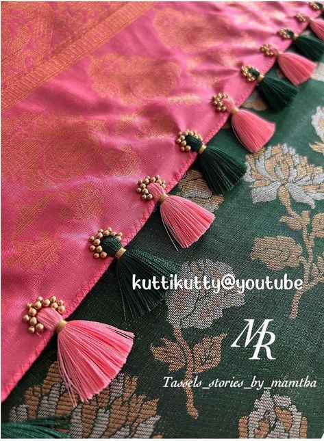 Saree Pallu Kuchulu Designs, Saree Tussel Design Latest, Long Tassels For Saree Pallu Latest, Saree Kunjam Designs, Kuchulu For Pattu Sarees Bridal, Saree Resa New, Kucchu Designs Saree Simple, Saree Kutch Designs Latest, Kongu Mudulu Designs For Pattu Sarees