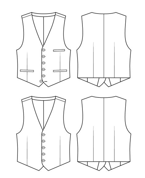 Belvedere-Technical-Illustrations Vest Flat Drawing, Men Technical Drawing, Vest Flat Sketch, Vest Sketch, Vest Sewing Pattern Free, Vest Drawing, Technical Illustrations, Waistcoat Pattern, Waistcoat Fashion