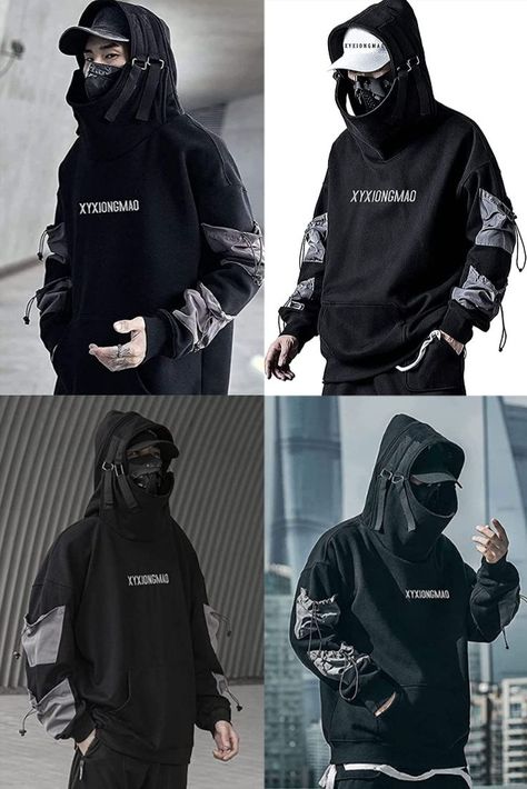 XYXIONGMAO Streetwear Techwear Hoodie Cyberpunk Tactical Mens Black Urban Hip Hop Japanese Sweatshirt Cyberpunk Tactical, Cyberpunk Hoodie, Japanese Streetwear Fashion, Techwear Hoodie, Urban Hip Hop, Cyberpunk Fashion, Cyberpunk Style, Japanese Streetwear, Style Hoodie