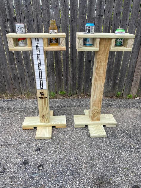 Corn Hole Drink Holder Scoreboard How To Build Cornhole Boards, Cornhole Scoreboard Diy, Scoreboard Diy, Cornhole Scoreboard, Corn Hole Diy, Drink Stand, Airbnb Design, Pressure Treated Wood, Corn Hole