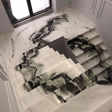 White Marble Stairs, Panda White Marble, White Marble Floor, Building Stairs, Marble Stairs, Marble Bathroom, Marble Floor, Staircase Design, Stairs Design