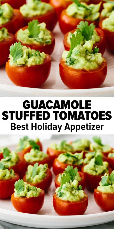 Stuffed Tomato Appetizers, Veggie Appetizers Christmas, Christmas Vegetable Appetizers, Red And Green Appetizers, Non Dairy Appetizers Easy, Stuffed Tomatoes Appetizer, Veggie Appetizer Recipes, Christmas Food Dinner Appetizers, Vegan Finger Food Appetizers